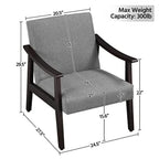 Accent Chair Mid-Century Living Room Chair Modern Linen Fabric Side Chair with High Back for Living Room/Office/Bedroom Minimal