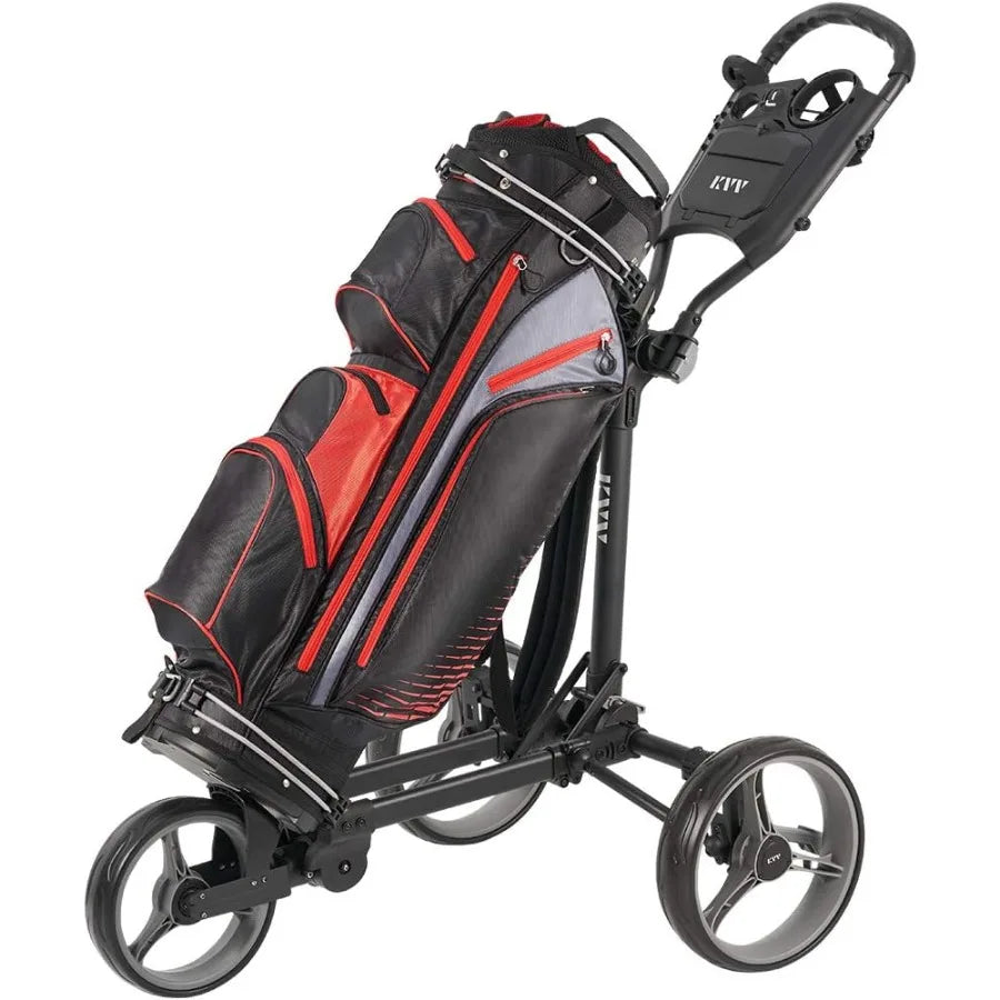 3 Wheel Compact Flat Folding Design Golf Push-Pull Cart with Lightweight and Sturdy Aluminum Frame