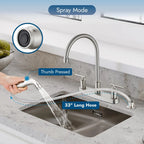 High Arc 360° Rotating Kitchen Faucet, 2-Handle, 8' Centerset, with Side Sprayer, Brushed Nickel