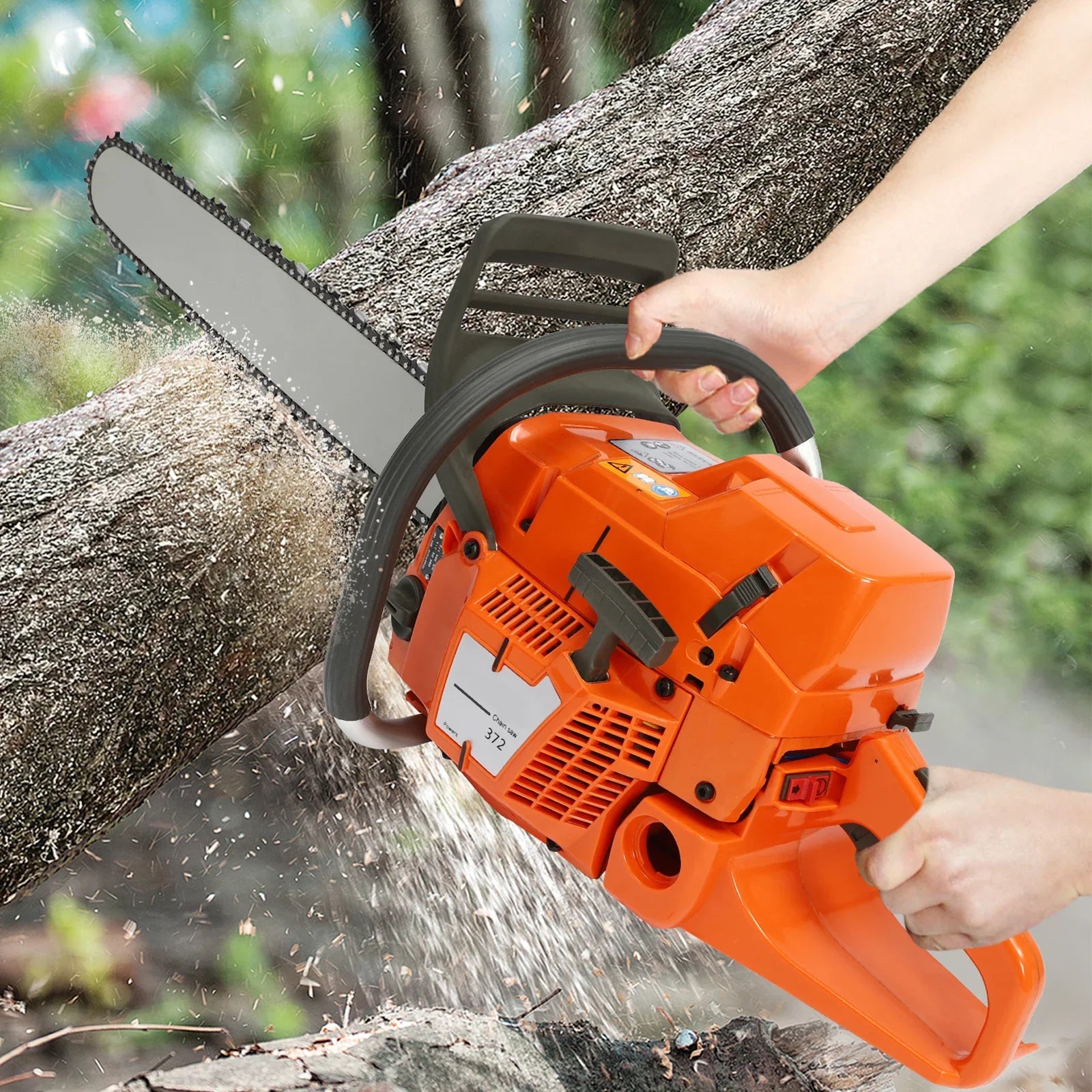 3.4KW/3.9KW Gasoline Power Chain Saws 24 inch Guide Bar 2 Cycle Gas Chainsaw Farm Garden Cutting Wood Crankcase Hand Pull Start