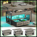40" Lift Top Coffee Table with Storage, LED Light, 4-in-1 Design for Living Room & Dining Room