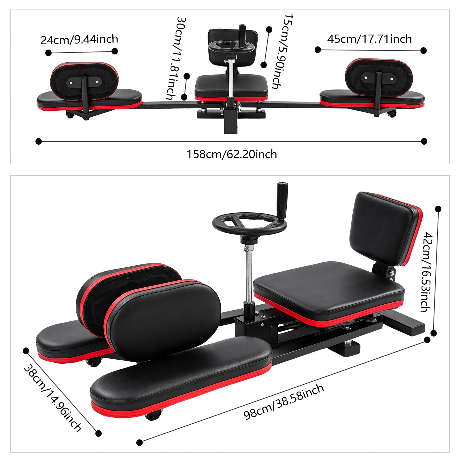 Leg Stretcher, Stretching Training Machine, 180° Adjustable Fitness Trainer, Load-Bearing 120kg, Red Border Black Style