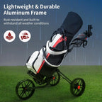 15.3 Lightweight Foldable Golf Push Cart with EVA Wheels, Foot Brake, Adjustable Handle, Umbrella and Drink Holders, Scorecard S