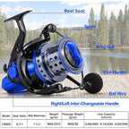 Spinning Reels 10000 Series Surf Fishing Reels Ultra Smooth Powerful with CNC Aluminum Spool for Inshore Offshore Saltwater Fis