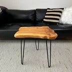 Edge End Table, Live Edge Side Table with Hairpin Legs, Small Natural Wood Coffee Table Stump End Table for Living Room, Bedroom