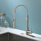 Brushed Nickel Kitchen Faucet with Sprayer, High Arc Single Handle, Stainless Steel One-Hole Faucet for Farmhouse, RV, Bar, Laun