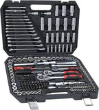Hand tools, Mechanics Tool Set 94pcs Socket Set wih Case, 1/4 & 1/2 Drive, Versatile and Durable Tool Kit for Auto & Motorcycle