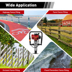52CC 2-Stroke Gas Post Driver with Anti-Vibration Grip, 2 Socket Sizes for Fencing, Construction, and Agricultural Piling Work