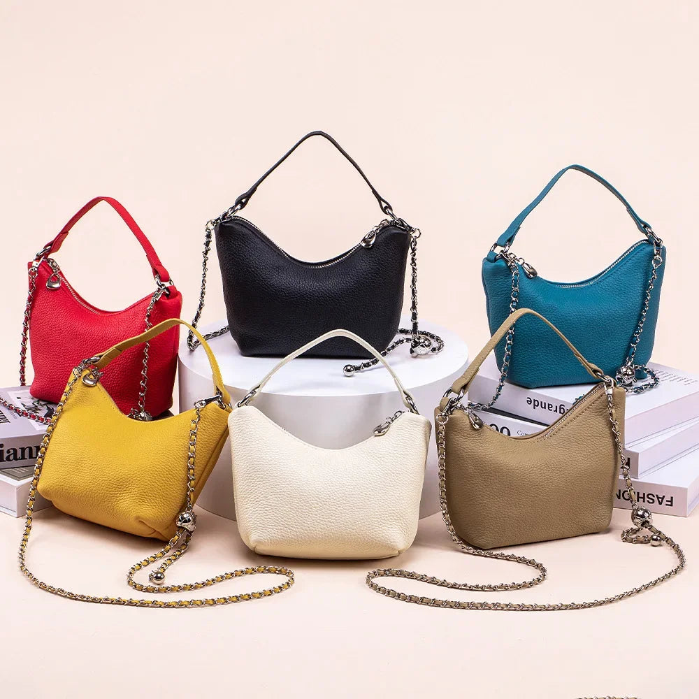 Small Crossbody Bags Purse for Women Detachable Chain Strap Messenger Bag Trendy Leather Dumpling Shape Lightweight Mini Handbag