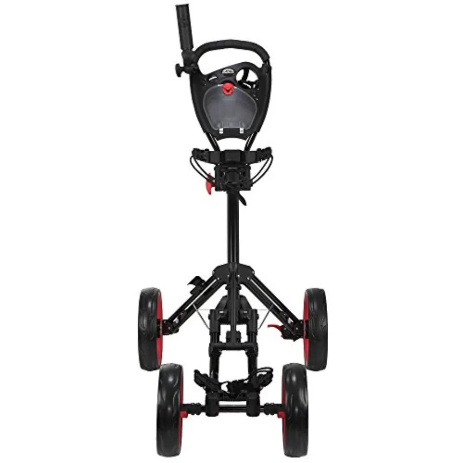 Golf Quad 4-Wheel Folding Golf Pull/Push Cart Black/Red