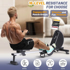 Rowing Machines for Home - Magnetic/Water Rowing Machine with Upgrade 16 Resistance Levels, 350 Lb Weight Capacity