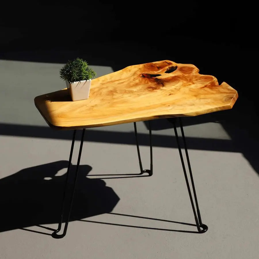Collection Live Edge Coffee Table, Small Coffee Table, Foldable Lightweight Side Table, Natural Wood Coffee Table, Live Edge Tab
