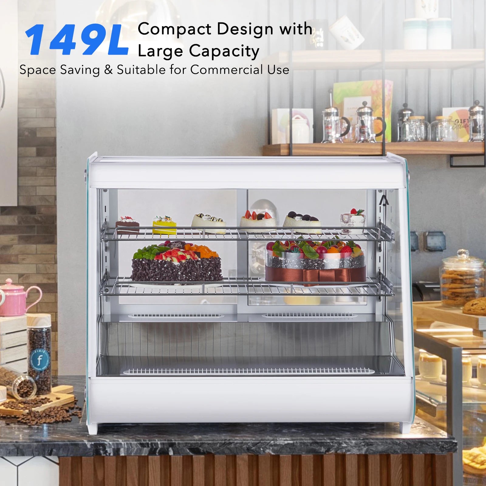 149 L Commercial Display Refrigerator Refrigerated Display Case Countertop Pastry Display Fridge With Tempered Glass Door