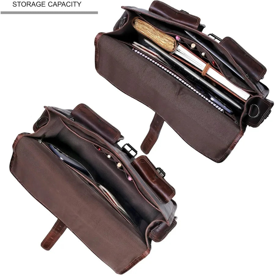 cuero Leather Messenger Bag for Men 16 Inch Laptop Crossbody Vintage Handmade Leather Shoulder Satchel Bag for Men Full Grain B