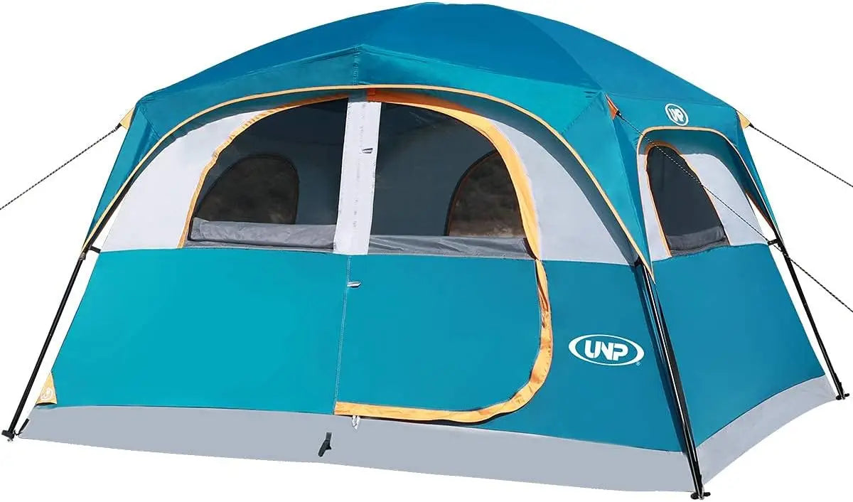 Tents 6 Person Waterproof Windproof Easy Setup,Double Layer Family Camping Tent with 1 Mesh Door & 5 Large Mesh Windows