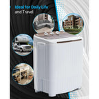 17.6Ibs Portable Washing Machine Compact Washer Machine Mini Washing Machine Twin Tub Washer and Spiner Ideal for Dorms Apartme
