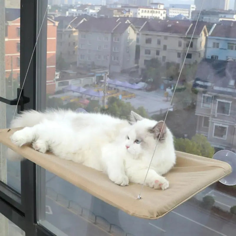 Hanging Cat Bed Heavy Duty Windowsill Kitten Resting Soft Perch Window Hammock Seat with 4 Strong Suction Cups for Indoor cats