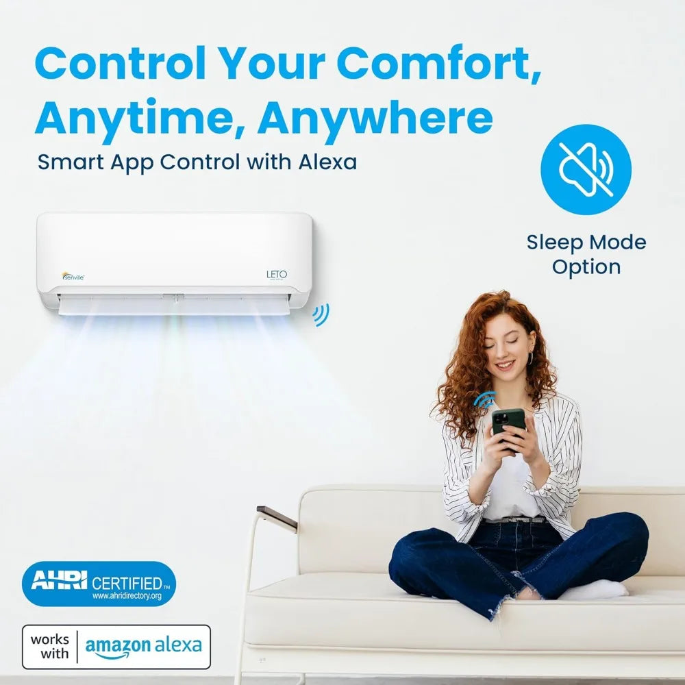 LETO Series Mini Split Air Conditioner Heat Pump, 12000 BTU 110/120V, Inverter, Works with Alexa, SEER2 20.8, 1, Customized