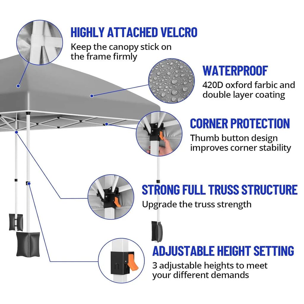 10x20 Pop Up Canopy Tent with 6 Sidewalls Waterproof Outdoor Party Tent Canopy Tents with Adjustable Height, Customized