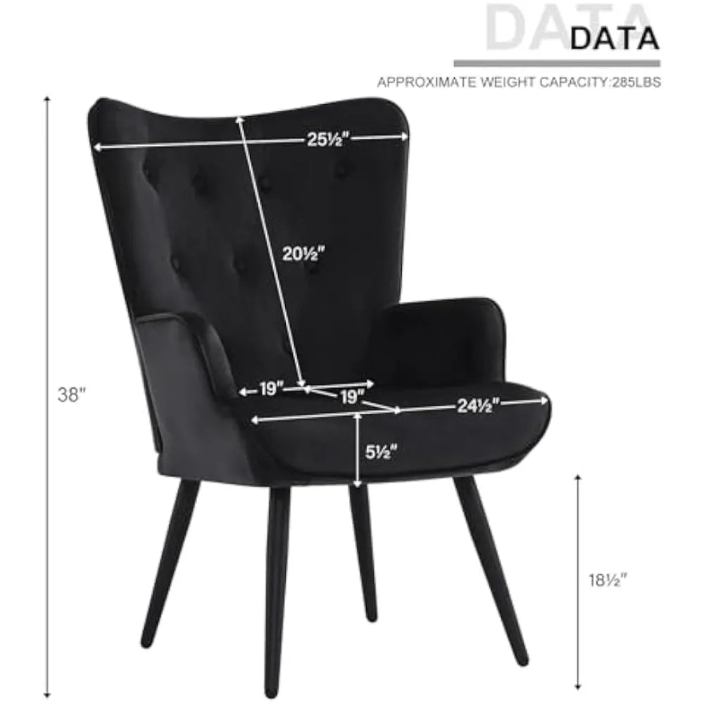 Mid Century Modern Velvet Accent Chair: Comfortable Armchair for Living Room, Ideal for Leisure and Guest Seating