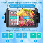 12 volt car refrigerator with movable wheels, 48 quart (45 liter) portable freezer,equipped with 12/24V DC and 110-240V AC power