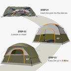 Tents for Camping 6 Person Tent Waterproof Windproof Double Layer Family Camping Tent,Easy Setup Dome Tent withLarge MeshWindows