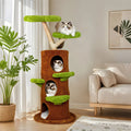 Indoor Cat Tower Tree: 56” Tall Multi-Level Vertical Cat Tree Activity Tower for Multi-cat Households, Cat Furniture with Flowe