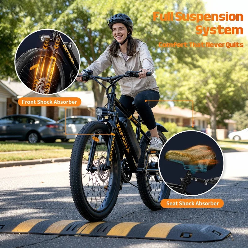 Zefiora M10 Mountain Electric Bike 26 Inch 500w 48v Comes With A Mobile Phone Holder/lock,Free Local Shipping Certified Ul2849