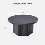 Round Coffee Table for Living Room, Mid Century Modern Fluted Center Coffee Table with Storage, 32 Circle Accent Tea Dining Tabl