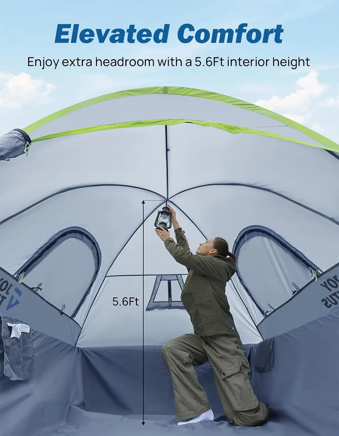 Waterproof Double Layer Truck Bed Tent for 2 Person, Fits 5.5-5.8 ft Pickup Trucks, Portable Camping Gear - Green