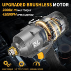 21V Brushless Impact Wrench 1500Ft-Lbs, 2x6.0Ah Battery, 5-Socket, High Torque Cordless Impact Gun for Heavy Duty