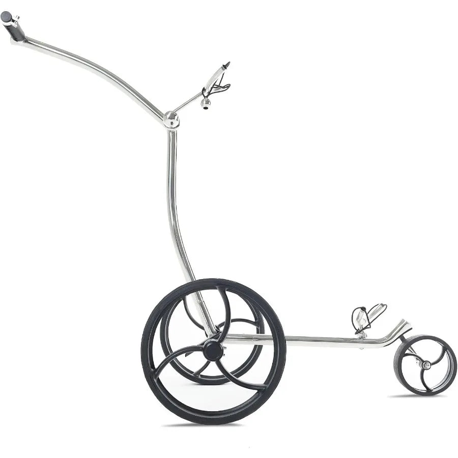 Terra Manual Golf Push Cart 3 Wheels Ultralight Ultraslim Stainless Steel Frame Green Fully Accessorized with Transport Bag