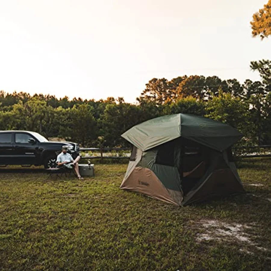 Gazelle T4 Overland Edition GT401GR Pop-Up Portable Camping Hub Tent Easy Instant Set up in 90 Seconds Alpine Green/Moss 4-Pers