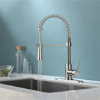 Brushed Nickel Kitchen Faucet with Sprayer, High Arc Single Handle, Stainless Steel One-Hole Faucet for Farmhouse, RV, Bar, Laun