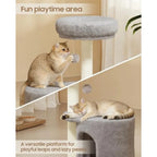 Cat Tree 34.3 Inches Cat Tower with Scratching Post Condo Interactive Hanging Ball Plush Perch for Indoor Large Cats Gray