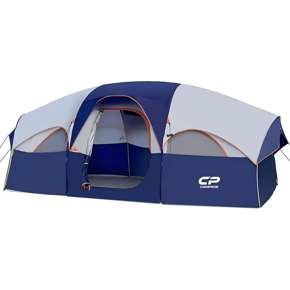 8-Person Weatherproof Camping Tent with 5 Mesh Windows, Double Layer, Divided Rooms, Portable and Easy to Carry