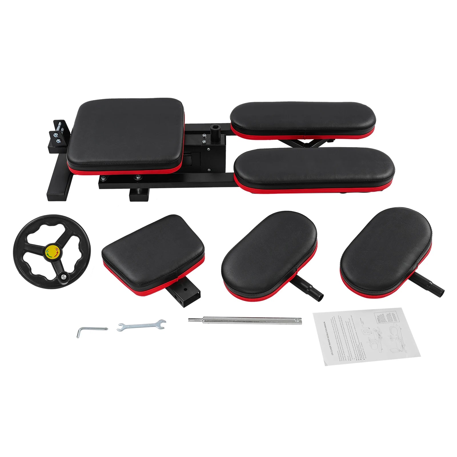 Leg Stretcher, Stretching Training Machine, 180° Adjustable Fitness Trainer, Load-Bearing 120kg, Red Border Black Style