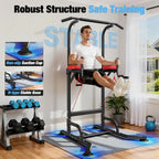 Power Tower Pull Up Bar Station for Home Gym Strength 450LBS Pull Up Dip Station Assistive Trainer Height Adjustable with Elast