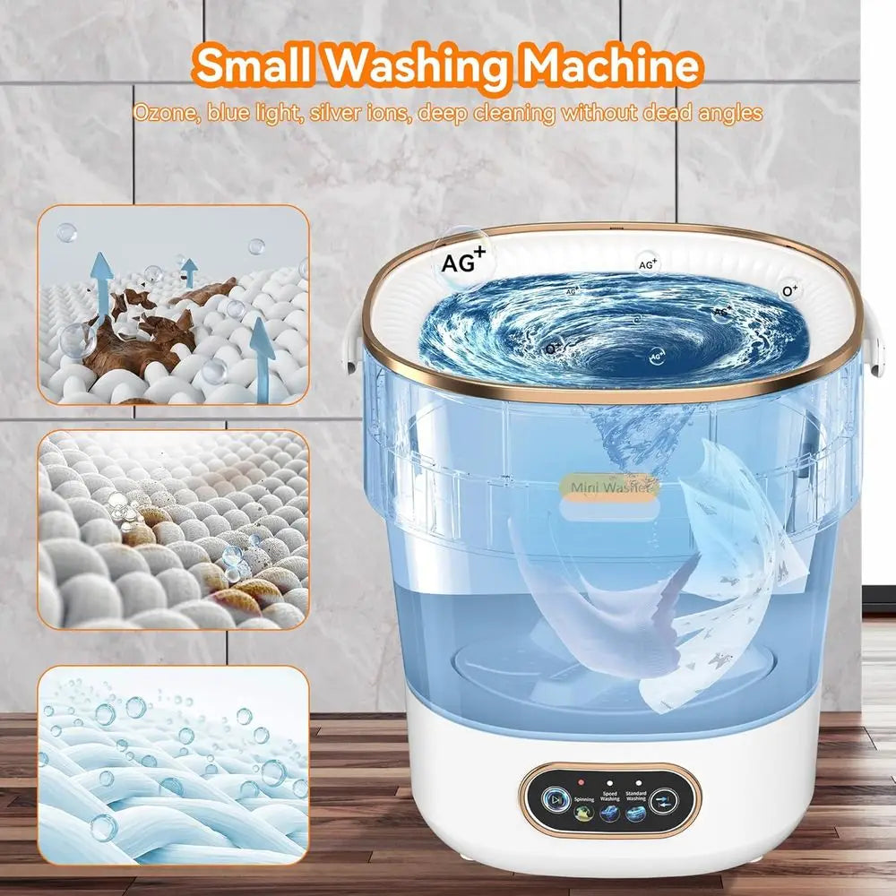 Portable Washing Machine, Mini Washer and Spin-Dryer with Hanging, 16L Capacity for Small Laundry, Ideal for Underwear, Baby Clo
