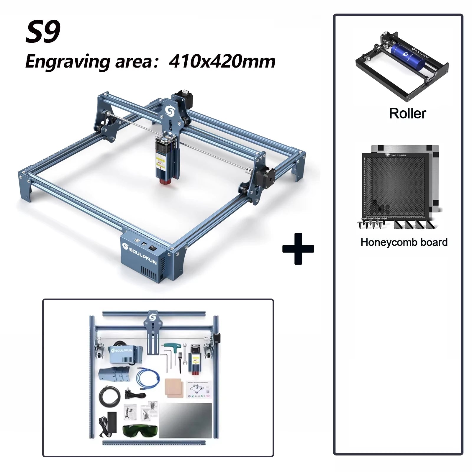 SCULPFUN S9 90W Effect Laser Engraving Machine Ultra-thin Laser Beam Shaping Technology Acrylic Engraver Cut Machine 410x420mm