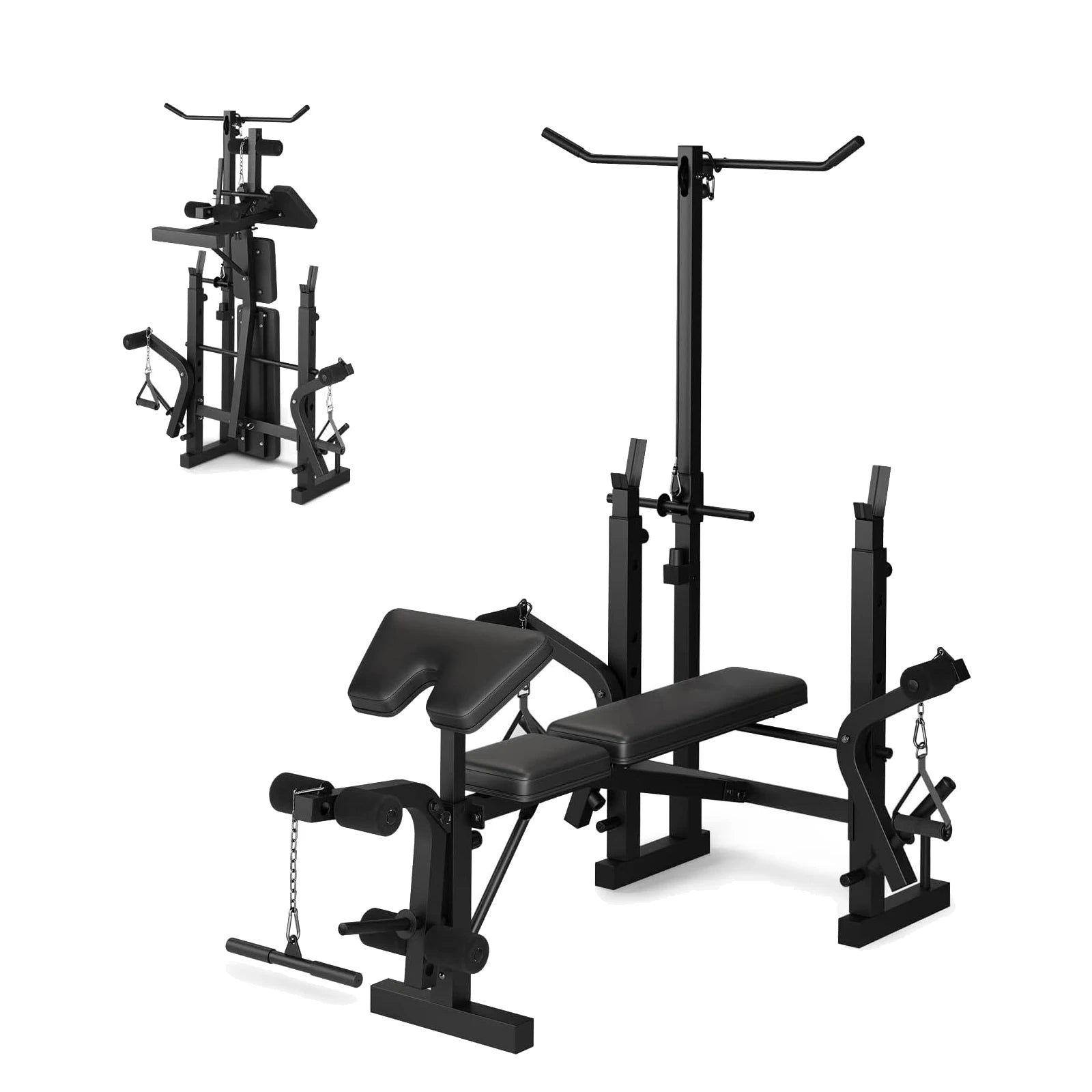 Weight Bench, Foldable Bench Press Set with Leg Extension, Adjustable Workout Bench  for Training Home Gym