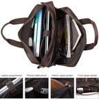 TIDING Genuine Leather Briefcase 17 Inch Laptop Messenger Bags for Men Business Travel Case Shoulder Bag