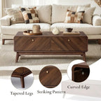 47 Century Modern Coffee Table with Storage, Live Edge Wood Center Table for Living Room