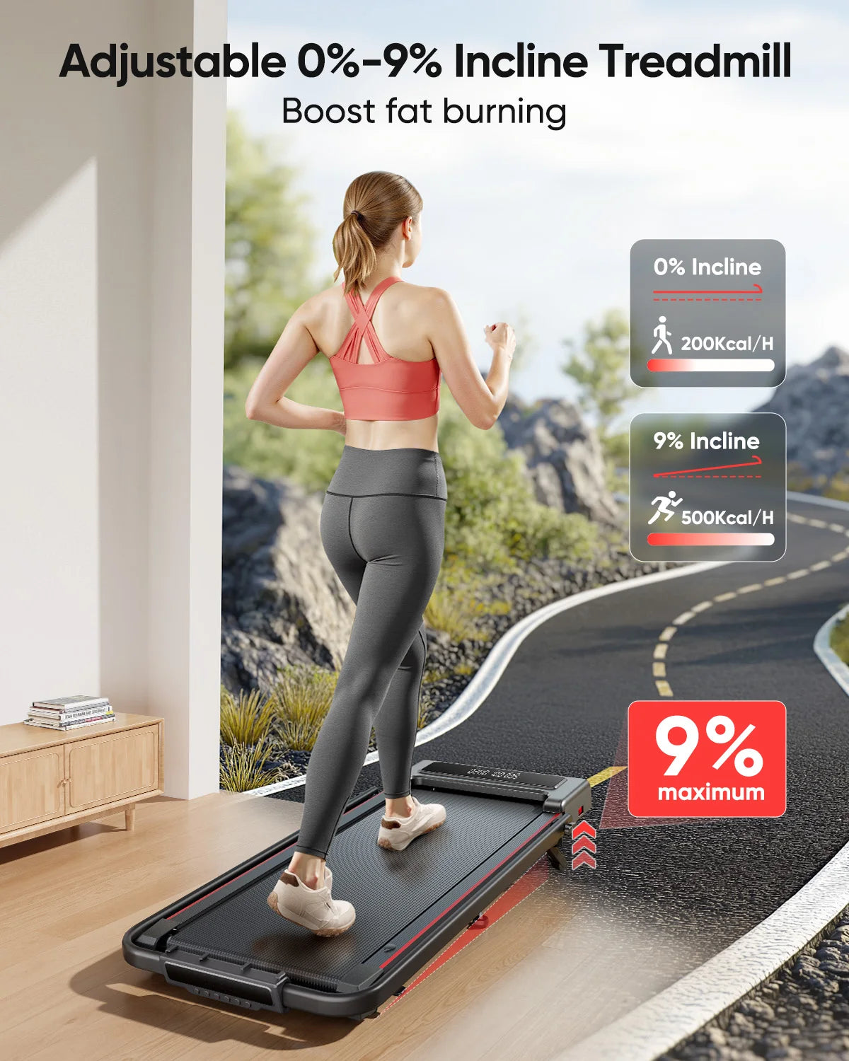 Toputure 4-in-1 Treadmill – 12 km/h, 9% Incline, Foldable, 2.5 HP, Remote Control, Dual LED Display, Space-Saving – For Home