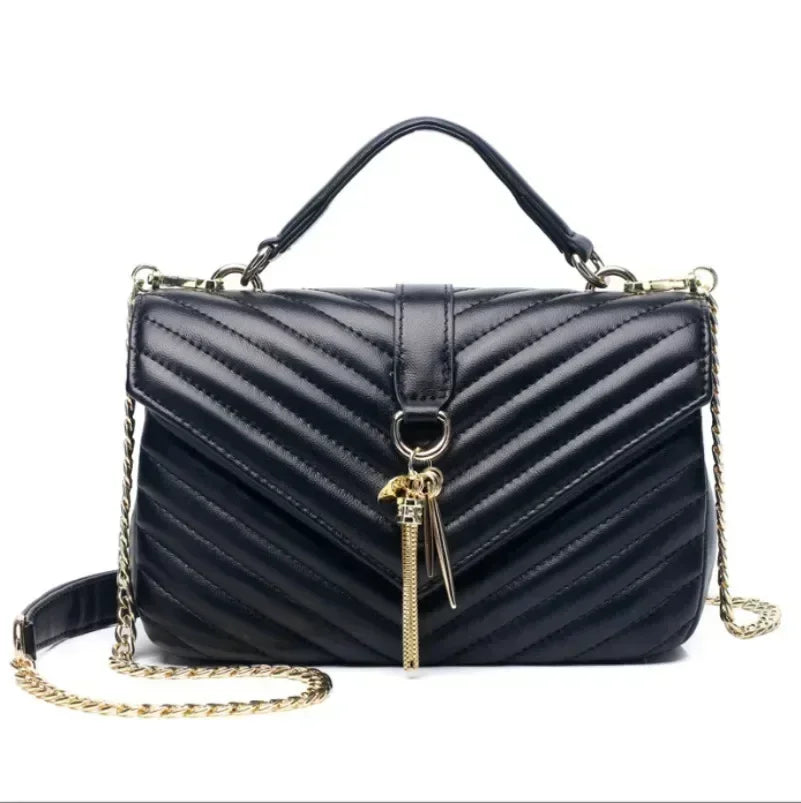 Designer Fashionable new V-line large grid solid color women's bag ins trendy shoulder carrying crossbody bag BY6