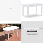 White Jayde Adirondack Style Coffee Table, 18.11 Depth x 35.24 Width x 18.11 Height