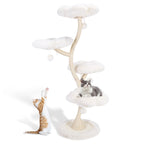 70.07 Inch Flower Cat Scratching Activity Tree for Indoor Kittens with Platform Bed Sisal-Covered Scratching Posts & Toy Balls