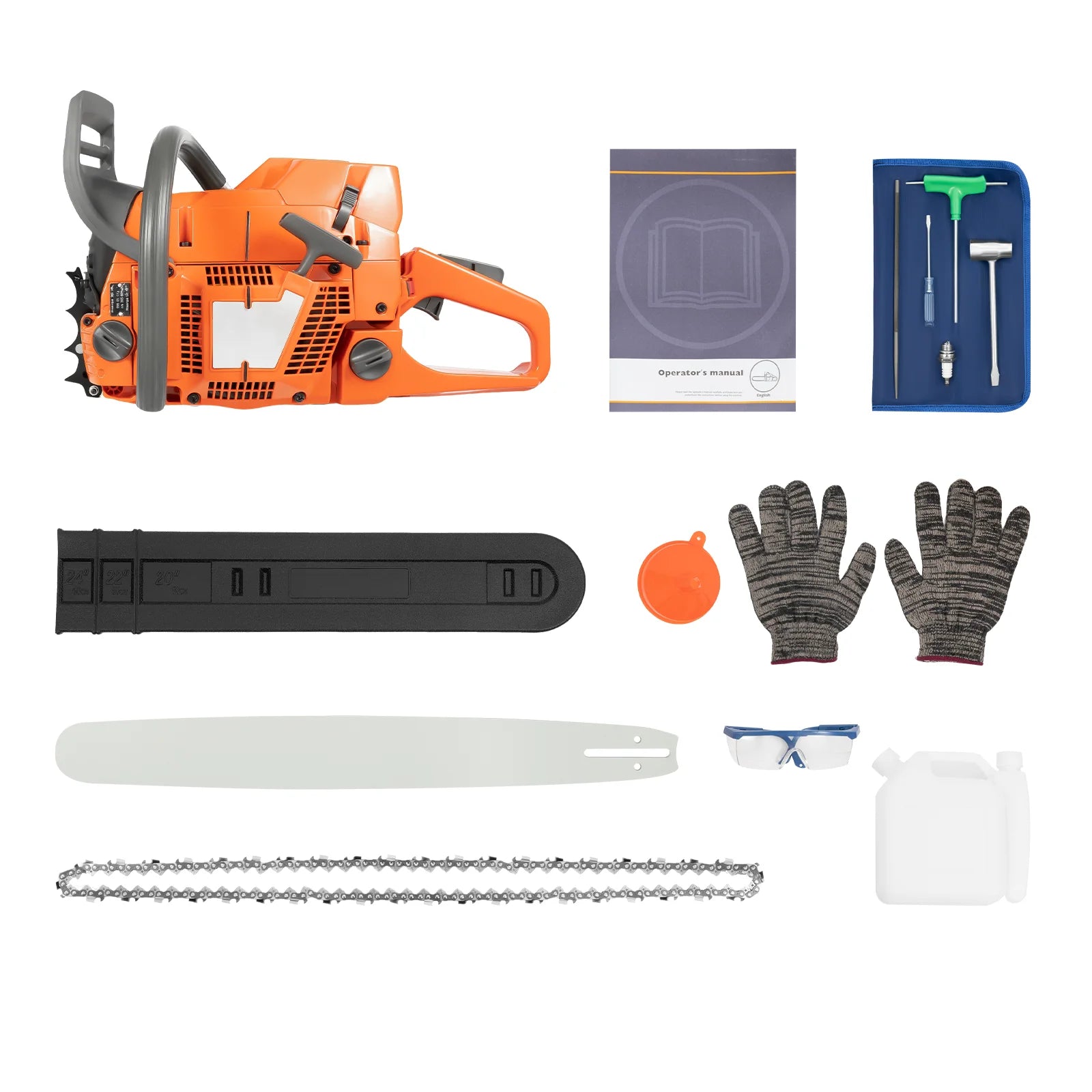 Gasoline Chain Saw, Gas ChainSaw, 24 Inch 72cc Powerful Wood Cutting Machine, Alloy Guide Bar, Heavy Duty Logging Tool