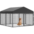 Large Outdoor Dog Enclosure Heavy Duty Dog Cage with Roof Galvanized Steel Dog Kennel Fence with Double Safety Locks 6.56ft x 6