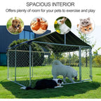 Outdoor Dog Enclosure Heavy Duty Dog Kennel House Mesh Dog Big Cage Pet Kennel Steel Fence with Secure Lock (6.56‘x 6.56’)